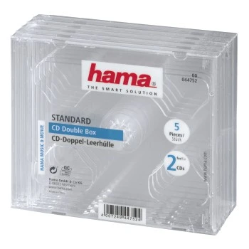 CD-Doppel-Leerhülle Standard, 5er-Pack, Transparent