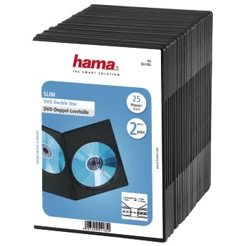 DVD-Doppel-Leerhülle Slim, 25er-Pack, Schwarz