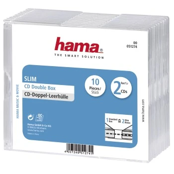 CD-Leerhülle Slim Double, 10er-Pack, Transparent