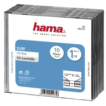 CD-Leerhülle Slim, 10er-Pack, Transparent/Schwarz
