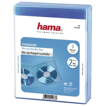 Blu-ray-Doppel-Leerhülle Standard, 3er-Pack, Blau