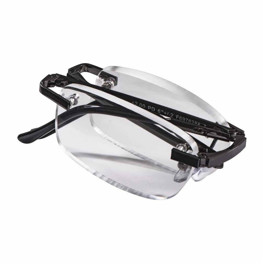 Lunettes de lecture pliables, ss monture, métal, gris acier, 3,0 dpt