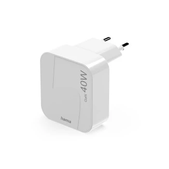 Schnellladegerät, GaN, 2x USB-C, faltbares Mini-Ladegerät, PD, 40 W, Weiß