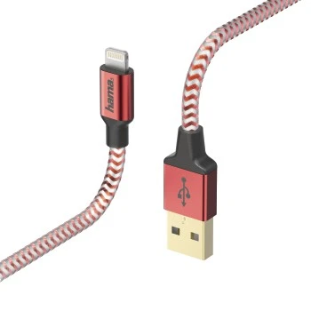 Câble de charge/données "Reflective", Lightning, 1,5 m, rouge
