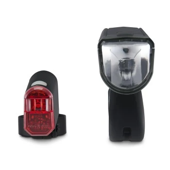 Bicycle Light Set, Front and Rear Light, LED, Batteries, StVZO-approved