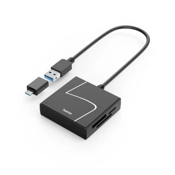 USB-Kartenleser, USB-A, mit USB-C-Adapter, USB 3.2 Gen1, SD/micro SD/CF/MS