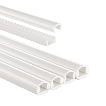 Kabelkanal, 4 Stück, selbstklebend, halbrund, 100 x 1,1 x 1 cm, PVC, Weiß