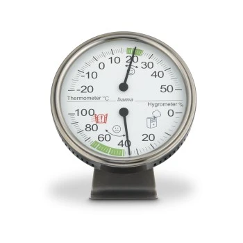 Thermomètre et hygromètre "Tahiti", Ø 11 cm, argent