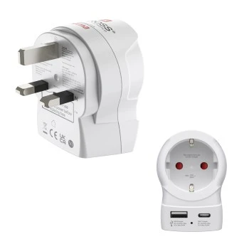 Reiseadapter, "EU to UK", 1x USB-A, 1x USB-C (PD), 20 W