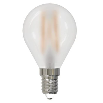 LED filament bulb, E14, 470lm repl. 40W, droplet P45, matt, WW, dimmable, Ra90