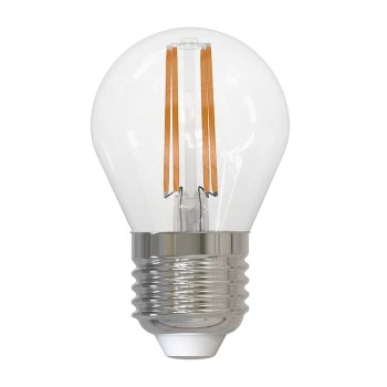 LED filament bulb, E27, 470lm replaces 40W, droplet P45, clear, warm white