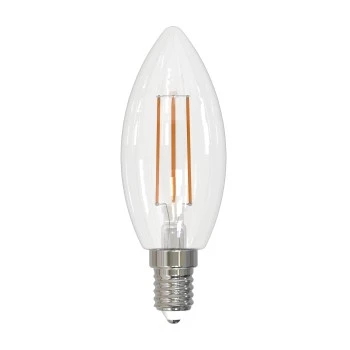 LED filament bulb, E14, 250lm replaces 25W, candle C35, clear, warm white