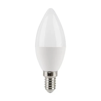 LED bulb, E14, 470lm replaces 40W, candle B35, matt, warm white