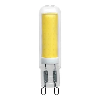 LED lampa, G9, 470 lm nahrazuje 40 W, zástrčný paticový konektor, čirá, teplá bílá, stmívatelná