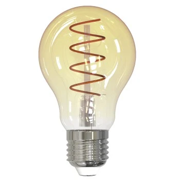 LED vláknová žiarovka E27, A60, jantárová, extra teplá biela, dim