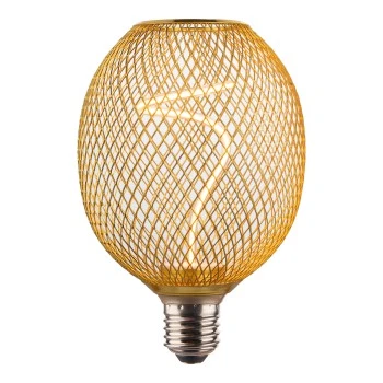 LED vláknová žiarovka E27, sieťovaná, jantárová, extra teplá biela, dim