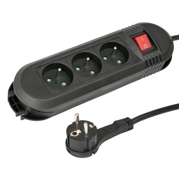 Listwa zasilająca 3 gniazda z wyłącznikiem ścienna 1,5 m czarna