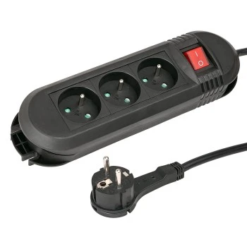 Listwa zasilająca 3 gniazda z wyłącznikiem ścienna 3 m czarna